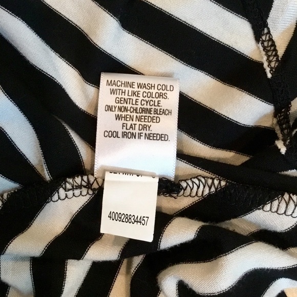 💰ELLE Peplum Black White Stripe Short Sleeve Top - Picture 8 of 8